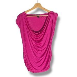 MODA INTERNATIONAL Pink Barbiecore Draped Cowl Neck Blouse